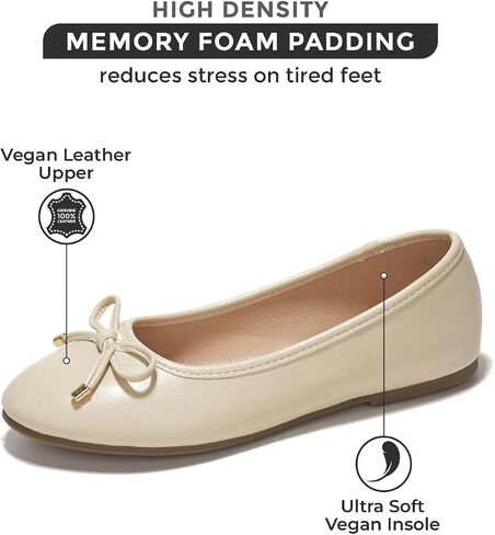 Project Cloud Ballet Flats for Women - Non-Slip Womens Flats (Ashley) | Durable Genuine Leather Insole and Lightweight Design with Comfortable Memory Foam Flats for Everyday Wear in Saudi Arabia