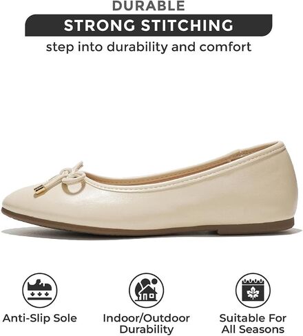 Project Cloud Ballet Flats for Women - Non-Slip Womens Flats (Ashley) | Durable Genuine Leather Insole and Lightweight Design with Comfortable Memory Foam Flats for Everyday Wear in Saudi Arabia