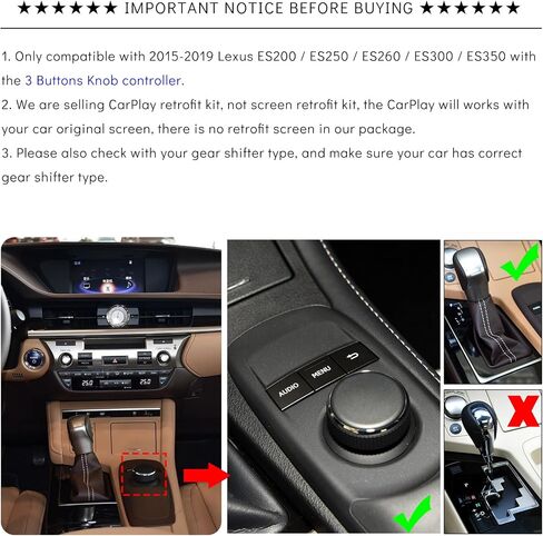 Wireless CarPlay + Android Auto + Mirroring Retrofit Module Kit, Compatible with Lexus ES200 ES250 ES260 ES300 ES350 from 2015-2019 Knob Controller Models in Saudi Arabia