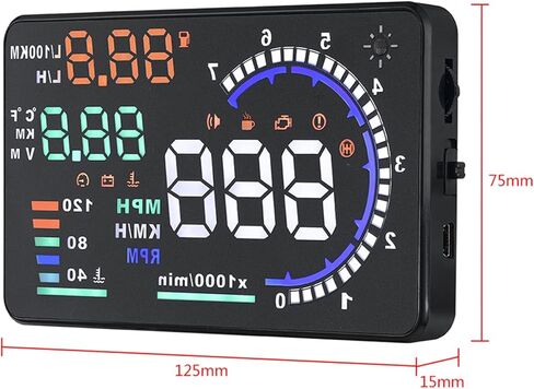 سيارة 5.5 بوصة سيارة HUD ، شاشة سرعة شاشة الزجاج الأمامي ، OBD 2 EU OBD متوافقة ، مع قياس الأميال في القيادة للسيارات in Saudi Arabia