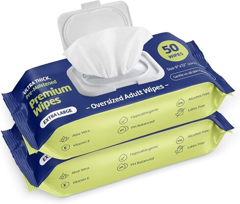 Adult Wipes Extra Large 9"x12" – Thicker Disposable Washcloths for Elderly Care & Shower Alternative – Fragrance-Free with Flip-Top – 1 Pack in Saudi Arabia