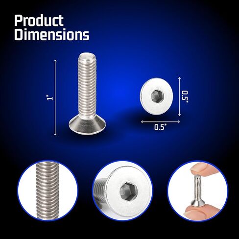 مسمار برأس غاطس بمقبس مسدس بقطارة DIN 7991 - A2 من الفولاذ المقاوم للصدأ - نقل عزم دوران عالٍ، لمسة نهائية من الفولاذ الطبيعي - خيط M6 × طول 25 مم - مجموعة من 50 قطعة in Kuwait