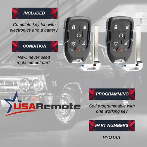 Smart Key Fob Keyless Entry Remote fits 2015-2020 Chevy Suburban/Tahoe/GMC Yukon + Yukon XL (HYQ1AA, 13580802) in Saudi Arabia