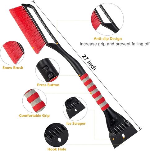 FOVAL 27" Ice Scraper Snow Brush, Wider Snow Scraper(4.73" Width) Snow Removal Car Brush with Comfortable Foam Grip for Cars, Trucks, SUVs, Windshield, Window - Winter Tool in Kuwait