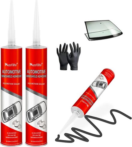 Polyurethane Windshield Adhesive, Auto Glass Sealant for Car, Truck, RV – Quick Cure, All-Weather, Strong Bonding Windshield Glue (Black, 10.1 fl oz) in Saudi Arabia