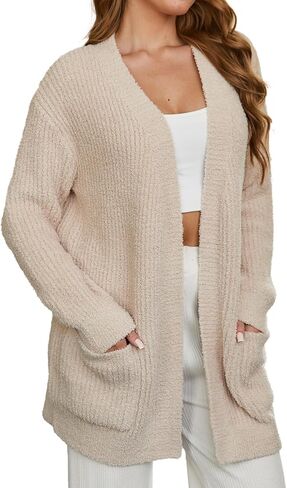 Snuggle Sac Cardigan Sweaters for Women with Pocket Trendy Casual Long Sleeve Tops Open Front Fall Winter Coats in Saudi Arabia