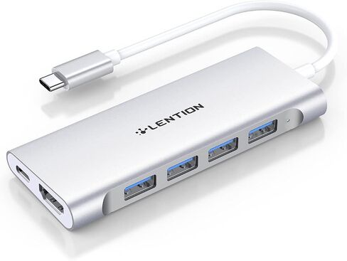 LENTION USB-C Multi-Port Hub with 4K HDMI Output, 100W PD, 4 USB 3.0 5Gbps Compatible 2023-2016 MacBook Pro, New Mac Air & Surface, Chromebook, iPhone 15, More, Stable Driver Adapter (C35, Space Gray) in Saudi Arabia