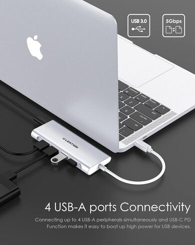 LENTION USB-C Multi-Port Hub with 4K HDMI Output, 100W PD, 4 USB 3.0 5Gbps Compatible 2023-2016 MacBook Pro, New Mac Air & Surface, Chromebook, iPhone 15, More, Stable Driver Adapter (C35, Space Gray) in Saudi Arabia