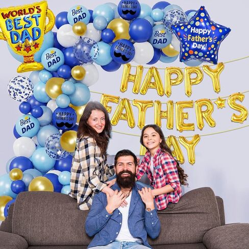 تتضمن مجموعة بالونات ديكورات عيد الأب لافتة بالونات من رقائق الفويل للأب على الإطلاق وبالون مطرقة مفك كهربائي من أجل لوازم تزيين حفلات عيد الأب السعيد (أزرق) in Kuwait