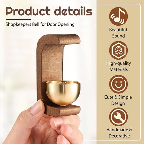 Zonon 2 Pcs Shopkeepers Bell for Door Opening Magnetic Shopkeepers Bell C Shape Door Open Chime for Refrigerator Room Garden Restaurant Housewarming Gift(Black Walnut,Beech) in Saudi Arabia