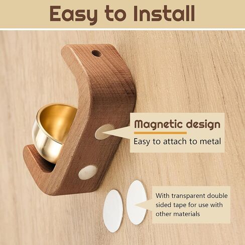 Zonon 2 Pcs Shopkeepers Bell for Door Opening Magnetic Shopkeepers Bell C Shape Door Open Chime for Refrigerator Room Garden Restaurant Housewarming Gift(Black Walnut,Beech) in Saudi Arabia