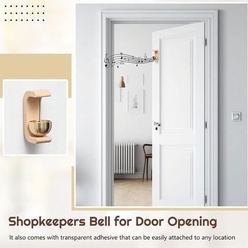 Zonon 2 Pcs Shopkeepers Bell for Door Opening Magnetic Shopkeepers Bell C Shape Door Open Chime for Refrigerator Room Garden Restaurant Housewarming Gift(Black Walnut,Beech) in Saudi Arabia