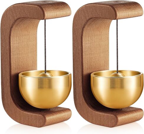 Zonon 2 Pcs Shopkeepers Bell for Door Opening Magnetic Shopkeepers Bell C Shape Door Open Chime for Refrigerator Room Garden Restaurant Housewarming Gift(Black Walnut,Beech) in Saudi Arabia