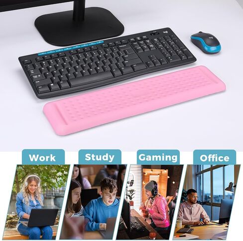 Aelfox Wide Gaming Keyboard Wrist Rest, Ergonomic Comfortable Armrest/Elbow Rest Pad, Memory Foam Wrist Pad for Keyboard Laptop Computer Wrist Support in Home Office（17.32 x 3.94 x 0.79 Inch） in Saudi Arabia