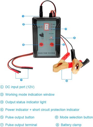 Ymiko 5V Fuel Injector Tester, for Diagnosis Cleaning of Injectors with 12V 5V Switchable, Short Circuit Protection, Suitable for Gasoline Vehicles in Saudi Arabia