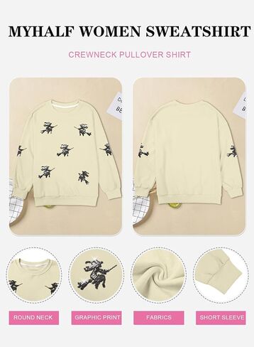 Myhalf Halloween Sweatshirts Women Colorful Sequin Ghost Graphic Pullover Shirt Crewneck Tops Sweater Tops in Saudi Arabia