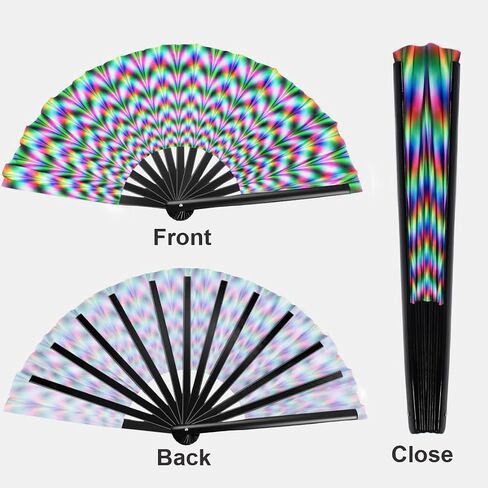 NKG 3 Pack Large Folding Hand Fan, Balck Chinese Kung Fu Tai Chi Fan Nylon-Cloth Fan for Men and Women Performance, Dance, Decorations, Festival, Gift (3, Black) in Kuwait