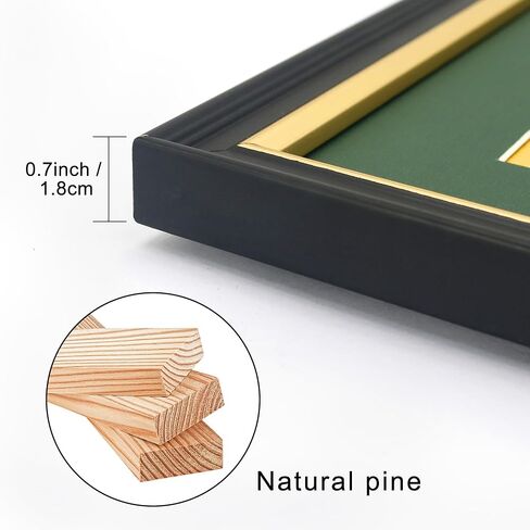 11x14 Diploma Frame with Black over Gold Mat, 14x17 Certificate Frame, Real Wood with Gold Trim, Black Frame with Arcylic in Kuwait