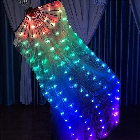 Mnjyihy Belly Dance Multi Colors 180cm Silk Compans Women LED LED 1 Pair Belly Dancing Veil Performan in Kuwait