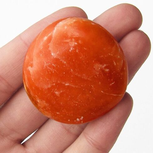 Orange Calcite palm stone mineral Madagascar PACKAGED in Saudi Arabia
