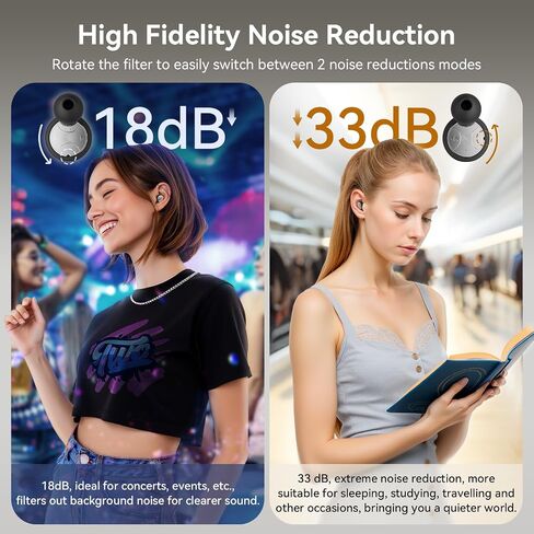 Ear Plugs for Concerts, 18/33db Adjustable High Fidelity Earplugs for Music Festival＆Musicians-Noise Cancelling for Motorcycle, Work in Saudi Arabia