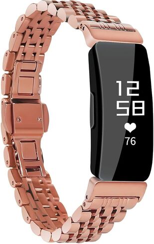 Chofit Metal Bracelet Compatible with Fitbit Inspire/Inspire HR/Inspire 2 Bands, Stainless Steel Replacement Strap Wristband Accessories for Inspire Tracker for Women (Silver-Gold) in Saudi Arabia
