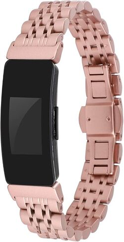 Chofit Metal Bracelet Compatible with Fitbit Inspire/Inspire HR/Inspire 2 Bands, Stainless Steel Replacement Strap Wristband Accessories for Inspire Tracker for Women (Silver-Gold) in Saudi Arabia