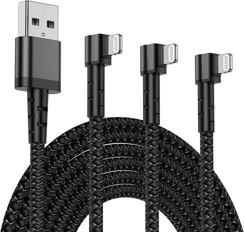 3Pack 90 Degree iPhone Charger 10ft, Apple MFi Certified 10 Feet Lightning Cord Long, Nylon Right Angle 10 Foot Charging Cable for Apple iPhone 14 Pro Max/14/13Pro/12 Mini/11/X/XS/XR/8 Plus/7/6/5/iPad in Saudi Arabia