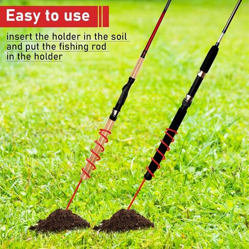 8 Pcs Spiral Fishing Rod Holders Heavy Duty Spiral Pole Holder 1.57 Inch Diameter Metal Bank Fishing Pole Stand Spiral Rod Holder Insert Ground Rest Stand for Fishing on Lakes and Streams (Black) in Saudi Arabia