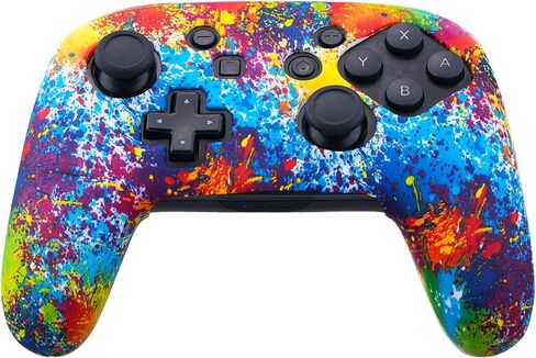 YoRHa غطاء جلدي مرصع بالسيليكون مطبوع فقط لجهاز Nitendo Official Switch Pro Controller x 1 (Skull Graffiti) مع مقابض الإبهام الاحترافية x 8 in Kuwait