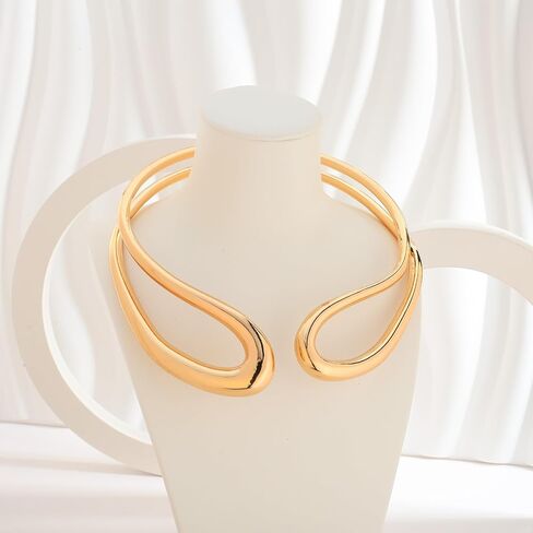 LILIE&WHITE Gold And Silver Collar Necklace For Women Adjustable Open Silver Chunky Necklaces Gold Collar Statement Necklace Chic Jewelry in Saudi Arabia