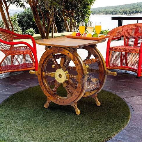 Nagina International Wooden Hand Crafted Ship Wheel Table Home Decor (12 Inches) [B01ERBMDX4] in Saudi Arabia