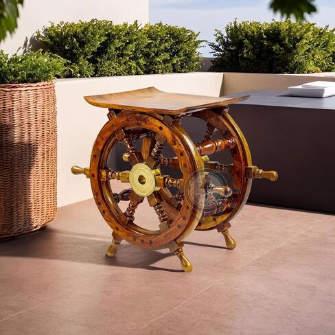 Nagina International Wooden Hand Crafted Ship Wheel Table Home Decor (12 Inches) [B01ERBMDX4] in Saudi Arabia