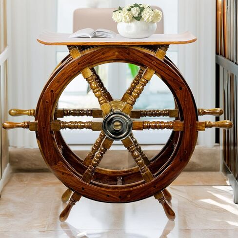 Nagina International Wooden Hand Crafted Ship Wheel Table Home Decor (12 Inches) [B01ERBMDX4] in Saudi Arabia