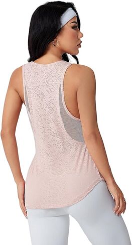 Women's Workout Tank Tops，Sleeveless Active Athletic Running Gym Mesh Shirts U Neck for Running，Yoga，Tennis in Saudi Arabia