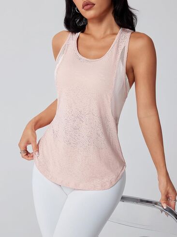 Women's Workout Tank Tops，Sleeveless Active Athletic Running Gym Mesh Shirts U Neck for Running，Yoga，Tennis in Saudi Arabia