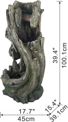 نافورة جذع الأشجار الداخلية في الهواء الطلق للصفاء والاسترخاء ، والتصميم الريفي مع الضوء أو الحديقة أو الشرفة in Kuwait