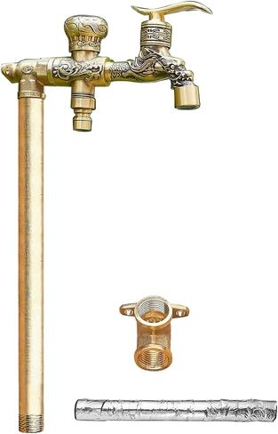 40cm Copper Vertical Garden Water Fountain - Elegant Floor Mounted Water Column with Double Outlet Faucet & Antifreeze Cotton - Stylish Outdoor Decor for Patios & Gardens in Saudi Arabia