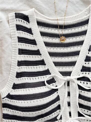 MakeMeChic Women's Striped Shorts Set Two Piece Outfits Knit Crochet Tank Top Matching Set in Saudi Arabia