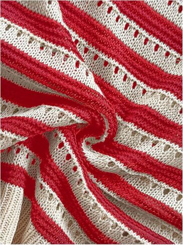 MakeMeChic Women's Striped Shorts Set Two Piece Outfits Knit Crochet Tank Top Matching Set in Saudi Arabia
