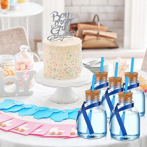 Vesici 12 Pcs 10 oz Plastic Patron Bottles with Cork and Straw Empty Juice Bottles for Drinks Reusable Mini Liquor Bottles with Silk Ribbon Tags and Ropes for Wedding Party Personalized Decoration in Saudi Arabia