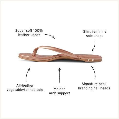 beek Sunbeam Leather Flip Flop Sandal for Women, Slip-On Design, Features Molded Arch & Leather-Wrapped Memory Foam Sole in Kuwait