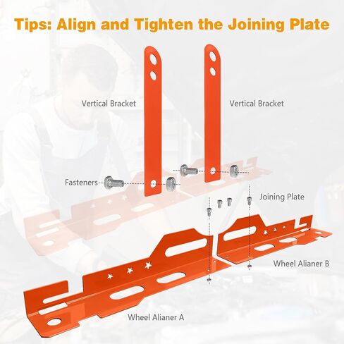 مجموعة أدوات محاذاة العجلات المتقدمة-2 مقاييس وقفازات شديدة التقدم-ألواح من الفولاذ المقاوم للصدأ المضاد للانزلاق للسيارات/الشاحنات/سيارات الدفع الرباعي (برتقالي) in Kuwait