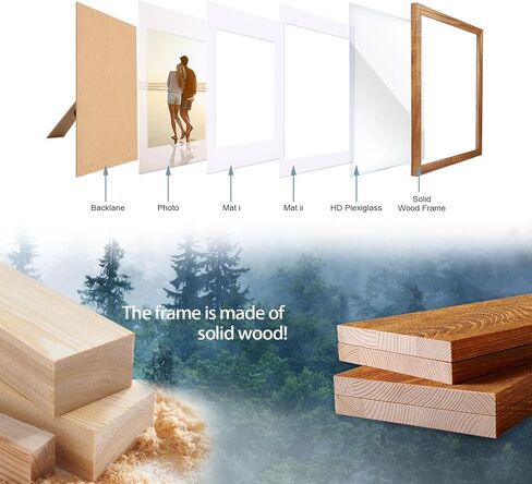 Poster Frames,Picture Frames,Display Pictures 8x8,10x10 With Mat or 12x12 Without Mat,Natural Solid Wood Frame,Hung On Walls Or Placed On Tables,Frames for Photos (Wood Color,12x12,Single) in Saudi Arabia