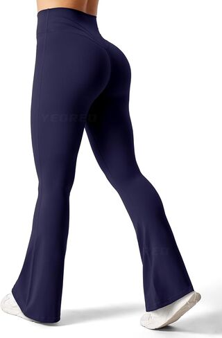 YEOREO سراويل ضيقة نسائية مضيئة قصيرة درزة داخلية من Lynnie Bootcut لتمارين اليوجا سراويل عالية الخصر وجرس سفلي للتمرين باللون الكحلي مقاس M in Saudi Arabia