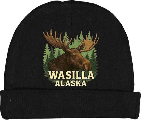 inktastic Wasilla Alaska Moose Nature Scene Wilderness Baby Beanie Hat in Kuwait