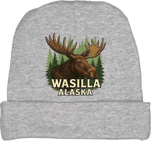 inktastic Wasilla Alaska Moose Nature Scene Wilderness Baby Beanie Hat in Kuwait