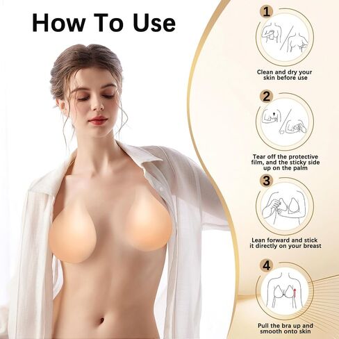 Pasties Nipple Covers for Women Lift Ultra-Thin Push Up Sticky Adhesive Silicone Bra for Dress in Saudi Arabia