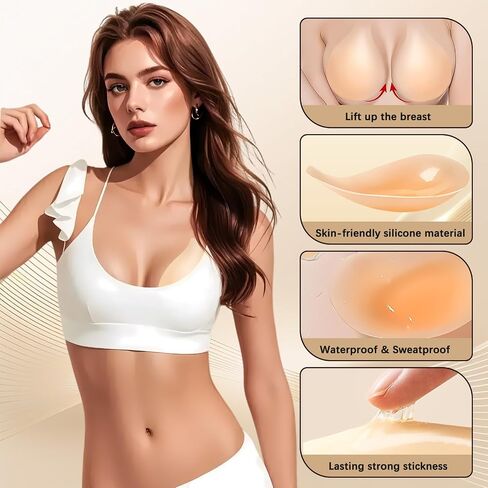 Pasties Nipple Covers for Women Lift Ultra-Thin Push Up Sticky Adhesive Silicone Bra for Dress in Saudi Arabia