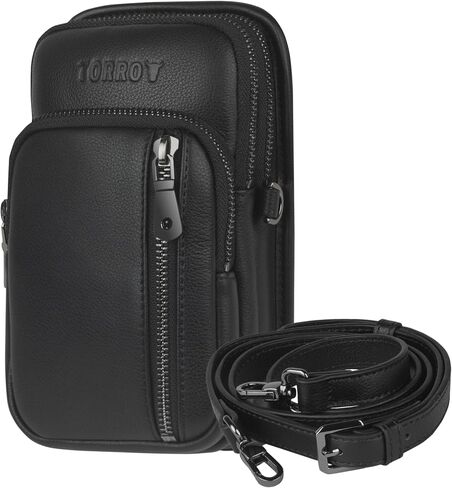 علبة الهاتف الجلدية Torro - حقيبة كتف جلدية أصلية مع حزام لاندس لاندز وآمن مقصورات مضغوطة in Saudi Arabia
